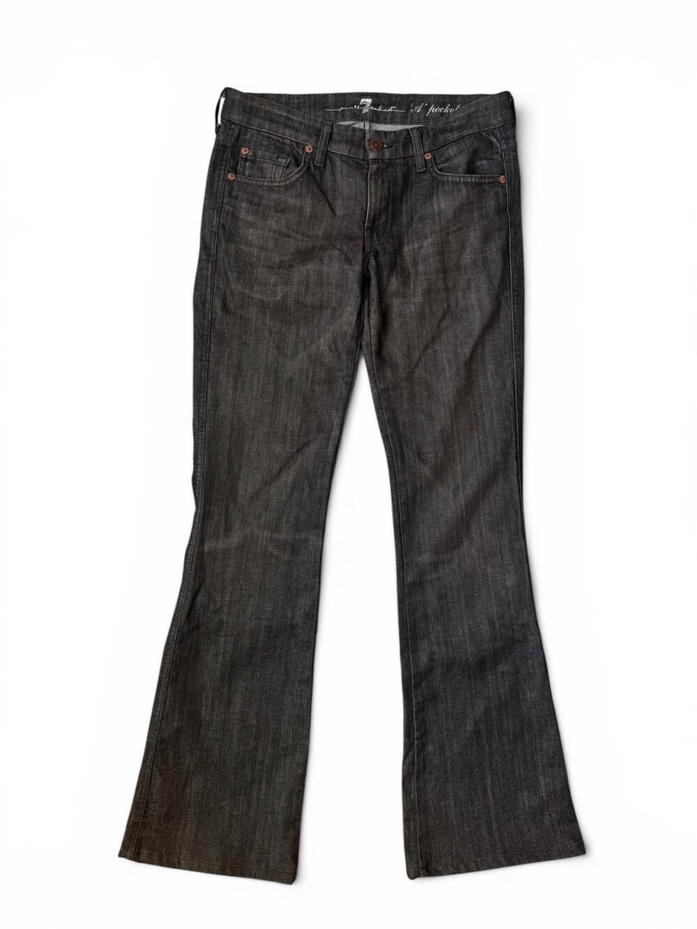 Vintage Y2K 7 For All Mankind A Pocket Low Rise Flare Jeans Brown Grey Size 27